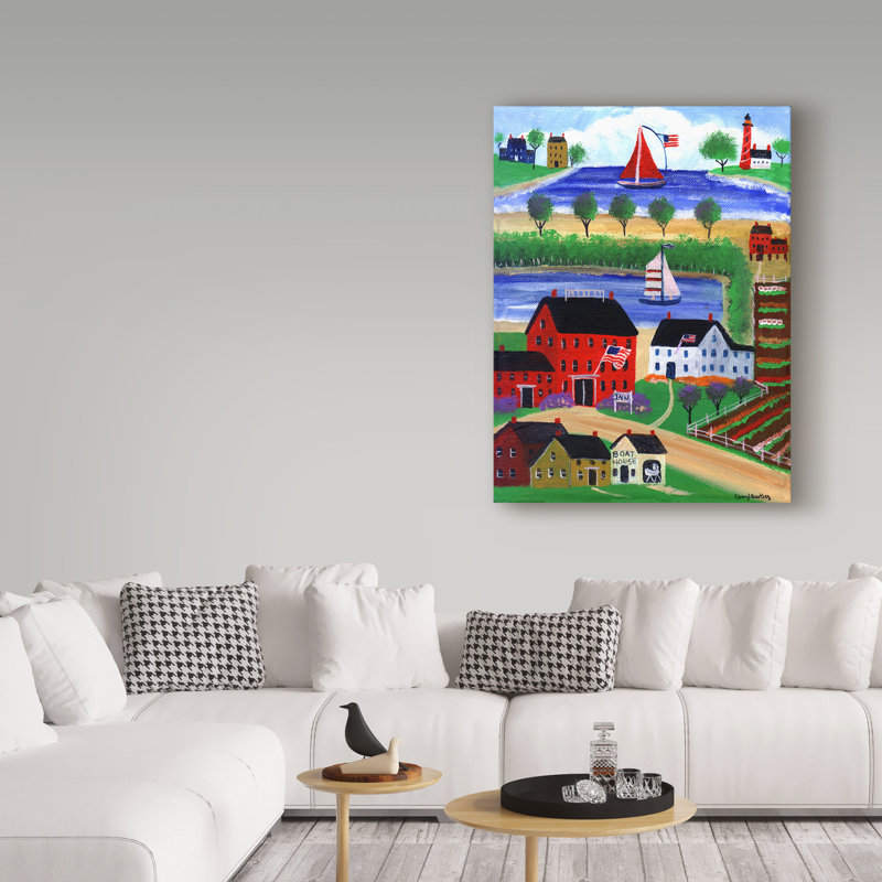 «Seaside Village» par Cheryl Bartley, reproduction sur toile tendue, H 19 po x l 14 po x P 2 po