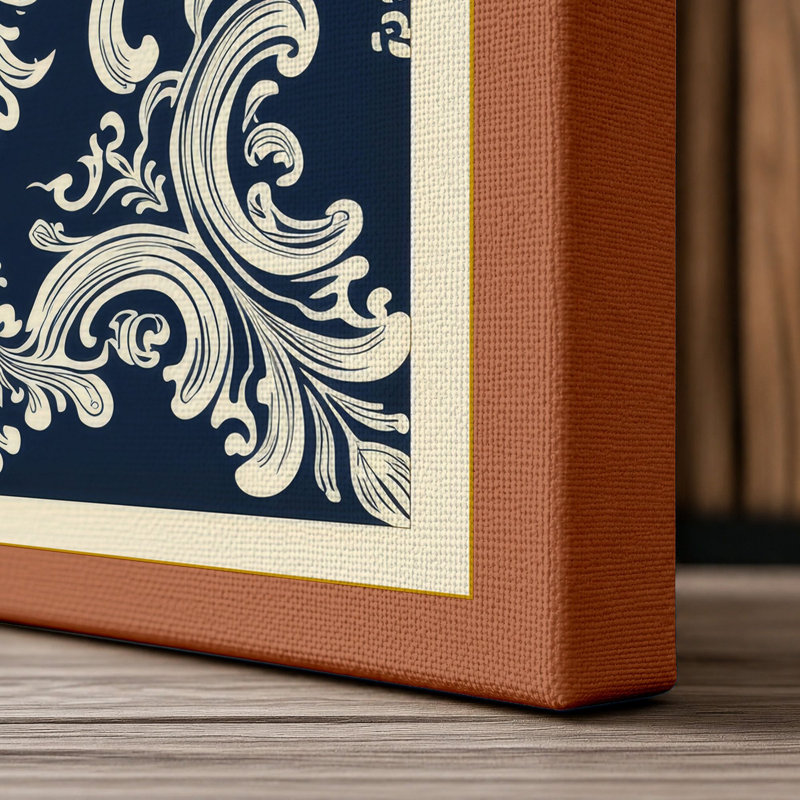 Ornamental Scrollwork Art Deco - Wrapped Canvas, 18x12 - 45.7 x 30.5 cm, Terracotta Border