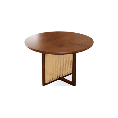 Modern Walnut Round Solid Wood Dining Table