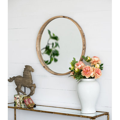 Miroir rond en bois, miroir mural pour la salle de bain