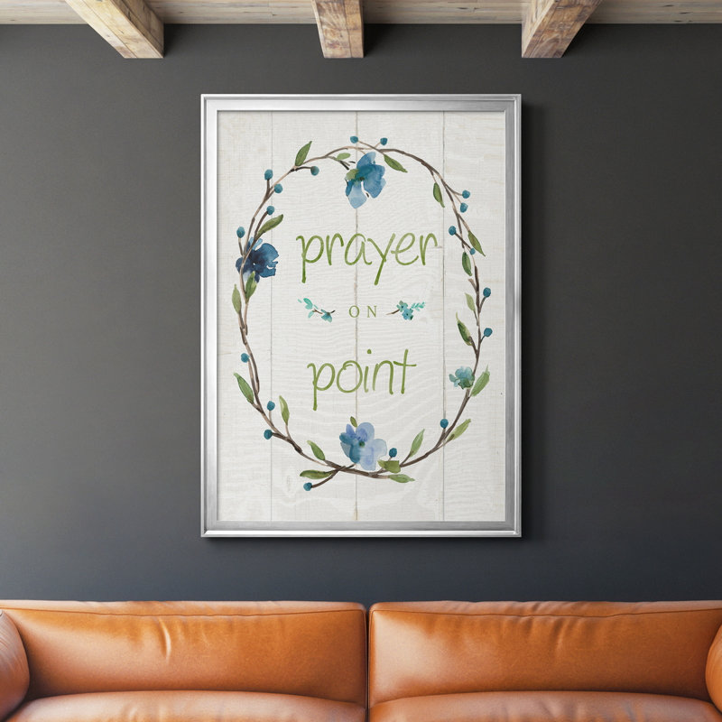 «Prayer on Point», art textuel sur toile, H 30,5 po x l 42,5 po x P 1,5 po, Argent