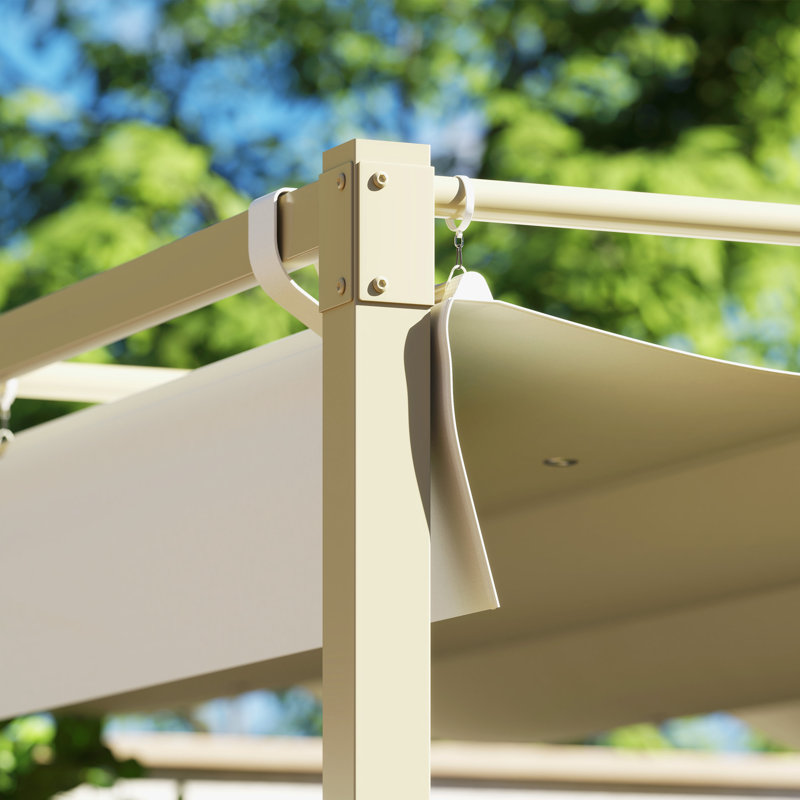 Cesaro 3 x 3(m) Garden Pergola w/Retractable Roof Magnetic Fixture, Cream