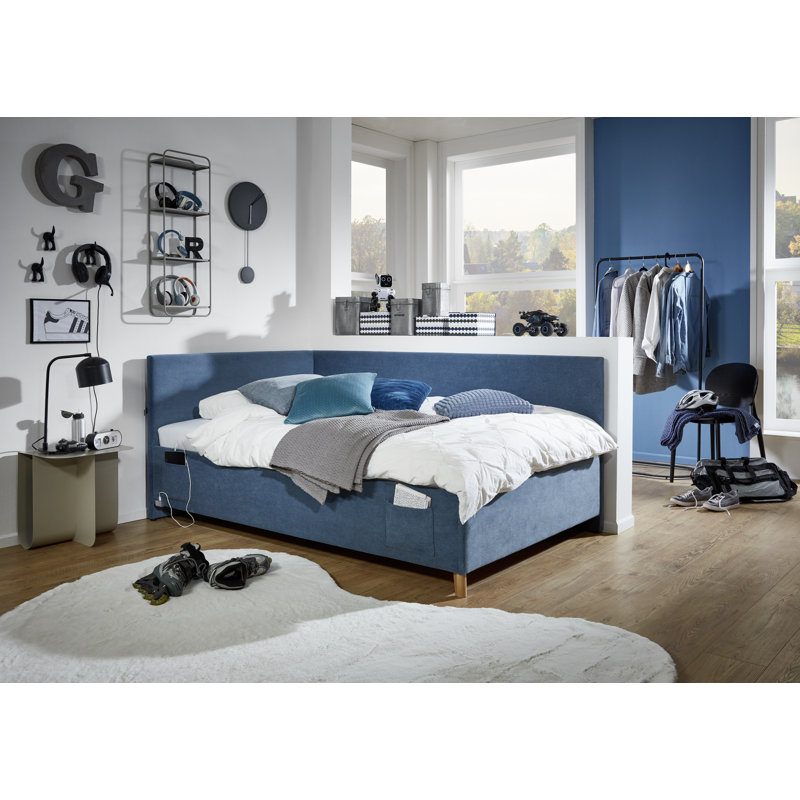 Bromborough Storage Bed, European Single (90 x 200cm), Blue