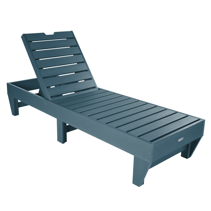 Chaise longue simple inclinable Annette, Bleu Nantucket