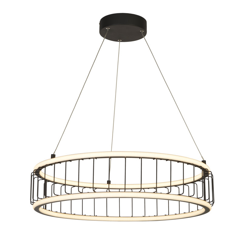 Lawhon 1 - Light Black LED Geometric Pendant, 150cm H x 57.5cm W x 57.5cm D