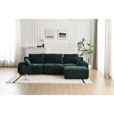 Modulaire en mousse à mémoire de forme à 3 places en velours côtelé, tissu doux, sans assemblage, pour salon et pièces modulaires avec assemblage requis, chambre idéale, appartements, chambres d'amis