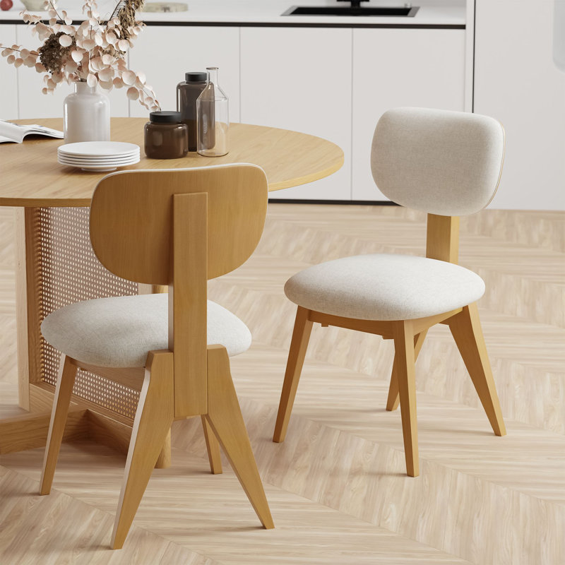 Laksh Dining Chairs with Wood Legs, Black