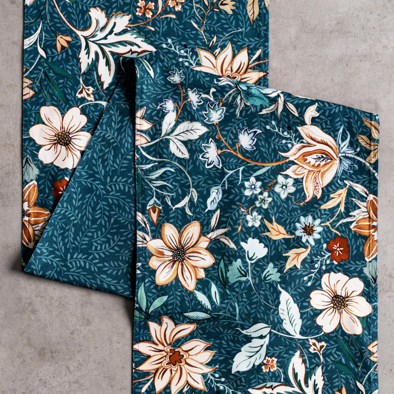 Maison d' Hermine Table runner 100% Cotton Double Layer Table Runners 108 inches long for Thanksgiving Christmas Decorations Home Kitchen Dining Party Wedding (Luxury Loft - Dark Teal, 14.5" x 108")