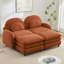 Teddy Fabric Cloud-like 2-Seat Sofa, Curved Backrest and Armrest with Lumbar Pillows, Modular Couch with 2 Movable Ottomans-997036396-997036398