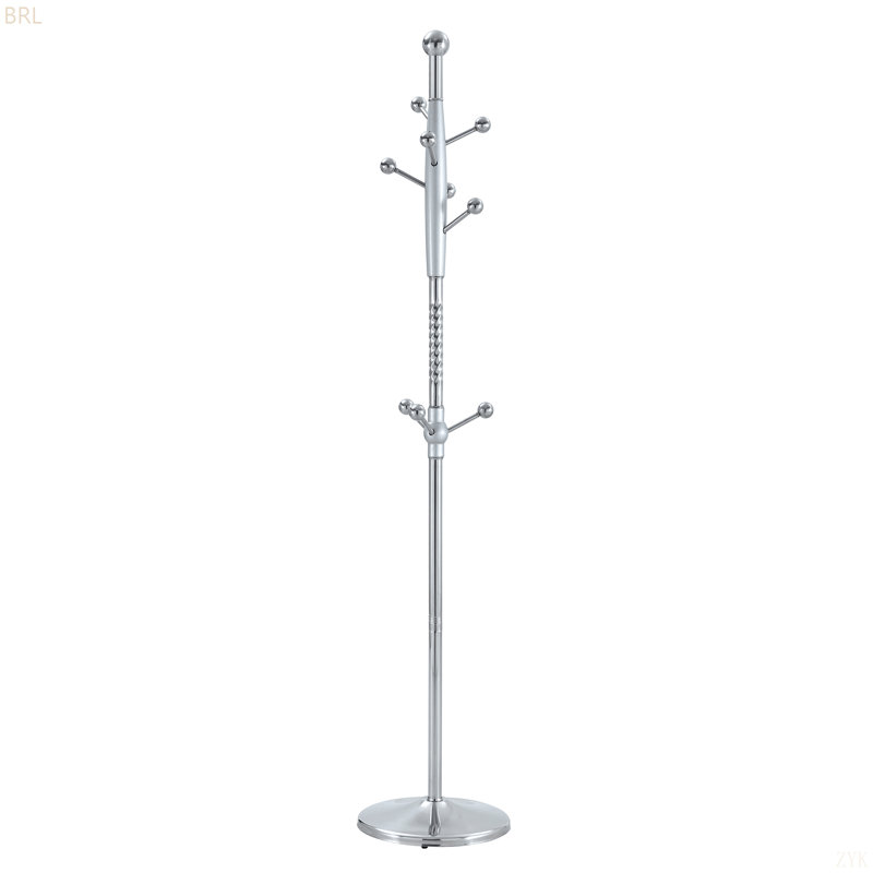 Cintre principal en acier inoxydable peint à la bombe, portemanteau moderne en acier inoxydable, renfort en bois massif au niveau du support, conception surélevée de 72 pouces avec support amovible