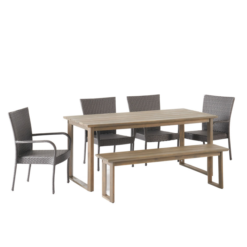 Ensemble de salle à manger rectangulaire pour 6 personnes 71 po Corbett, gris