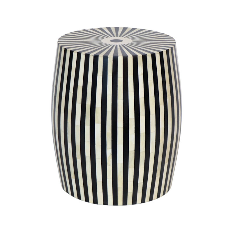 Striped Table/ Stool- Black, White/Black