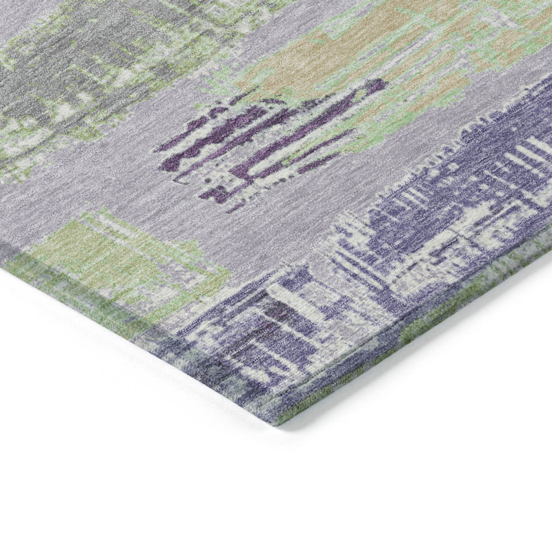 Lavender Flat Woven Synthetic Rectangular Washable Rug 3' x 5'