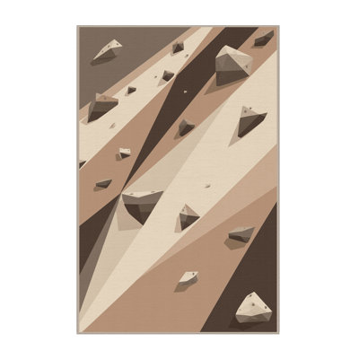 Tapis d'escalade mural moderne beige et beige lavable à la machine Aguilar