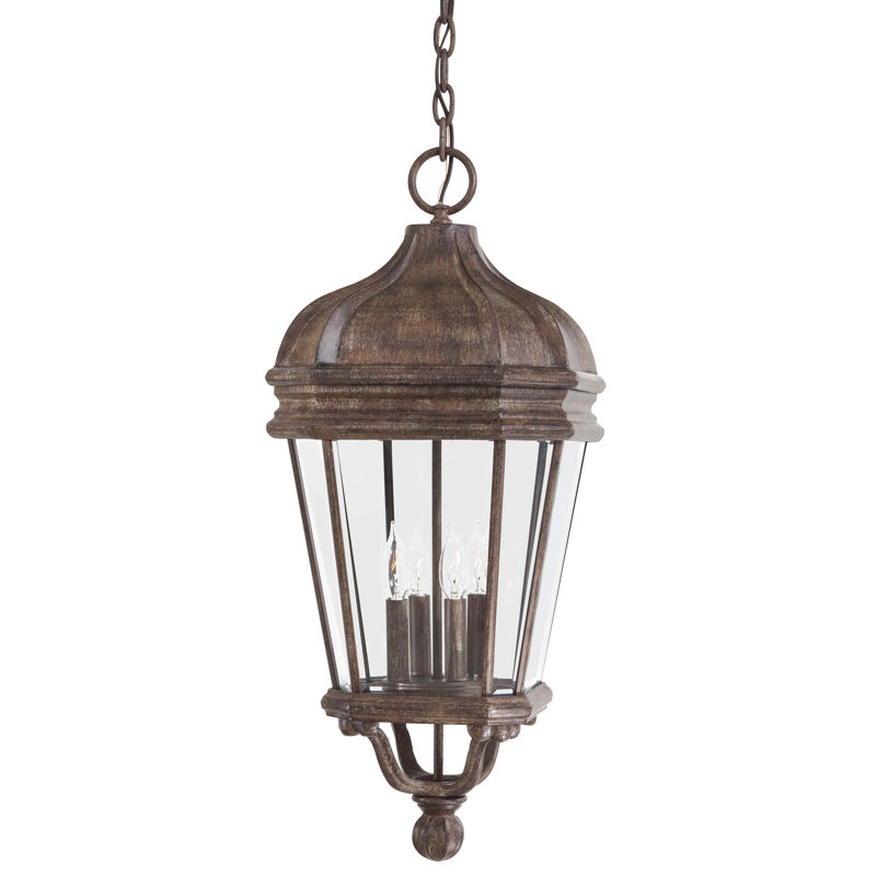 Lanterne suspendue d'extérieur 28,75 po 4 lumières Bach, Rouille rétro