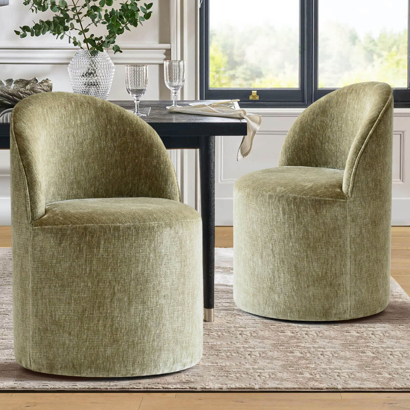 Chaise roulante rembourrée roulante en chenille avec roulettes cachées (ensemble de 2), Vert sauge