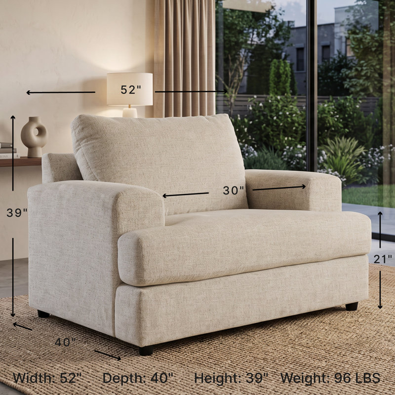Chaise et demi en polyester de 52 po de large Aney, Pierre, Brun