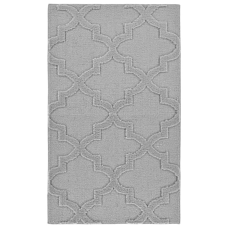 Silver Nasturtium Cut-loop Trellis Area Rug by, Rectangle 3' x 5'