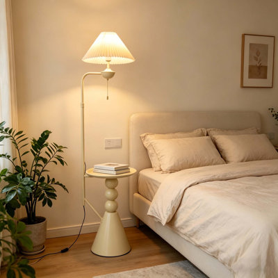 70-inch High Modern Cream-colored, With Corner Table, Rotatable Lamp Head, With Three-color Light Adjustment.