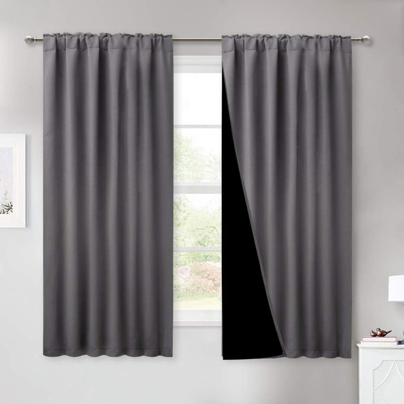 NICETOWN Blackout Curtain Panels, Pair of Energy Smart & Noise Blocking Out Blackout Drapes for Sliding Glass Door, Thermal Insulated Guest Room Lined Window Dressing (Set of 2）