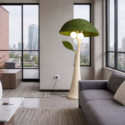 Vert / plastique cristal-crème + lampes sur pied sans résine