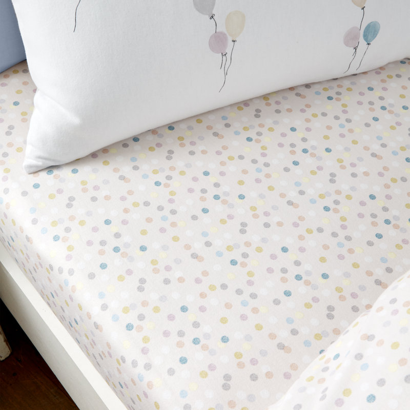 Brushed Balloons Spot Cotton Fitted Sheet, Single (3')