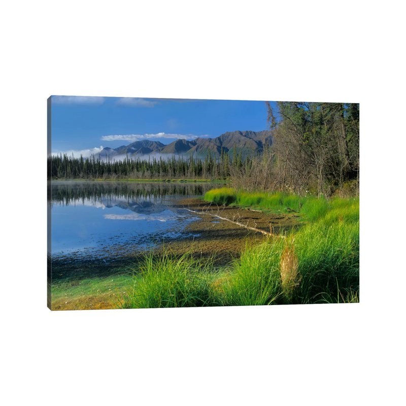 Nutzotin Mountains And Boreal Forest Reflected In Receding Lake, Alaska by Tim Fitzharris - Wrapped Canvas Gallery-Wrapped Canvas Giclée