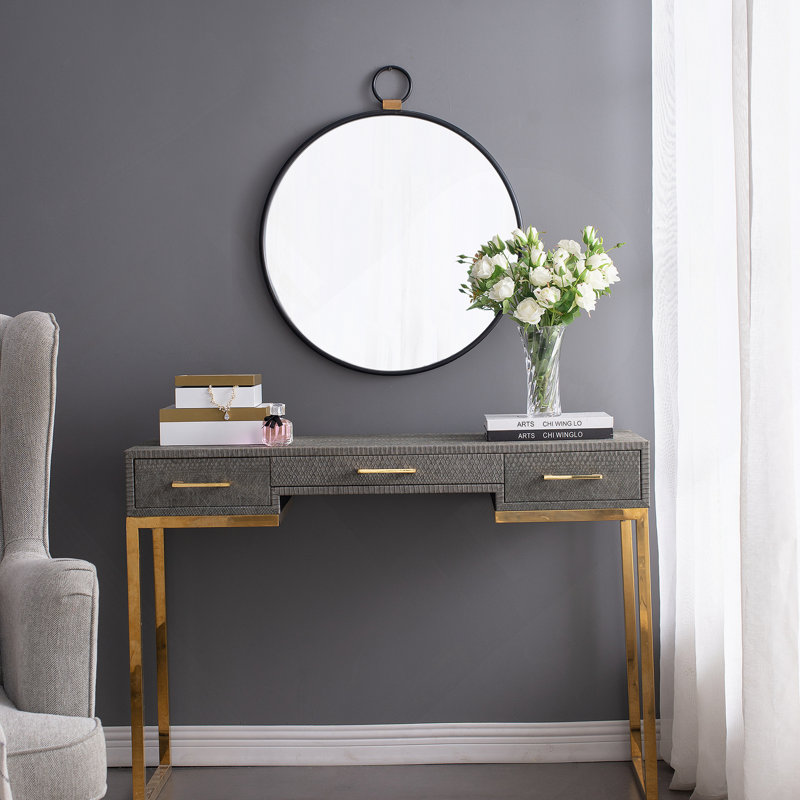 Iron Frame Vertical Round Mirror
