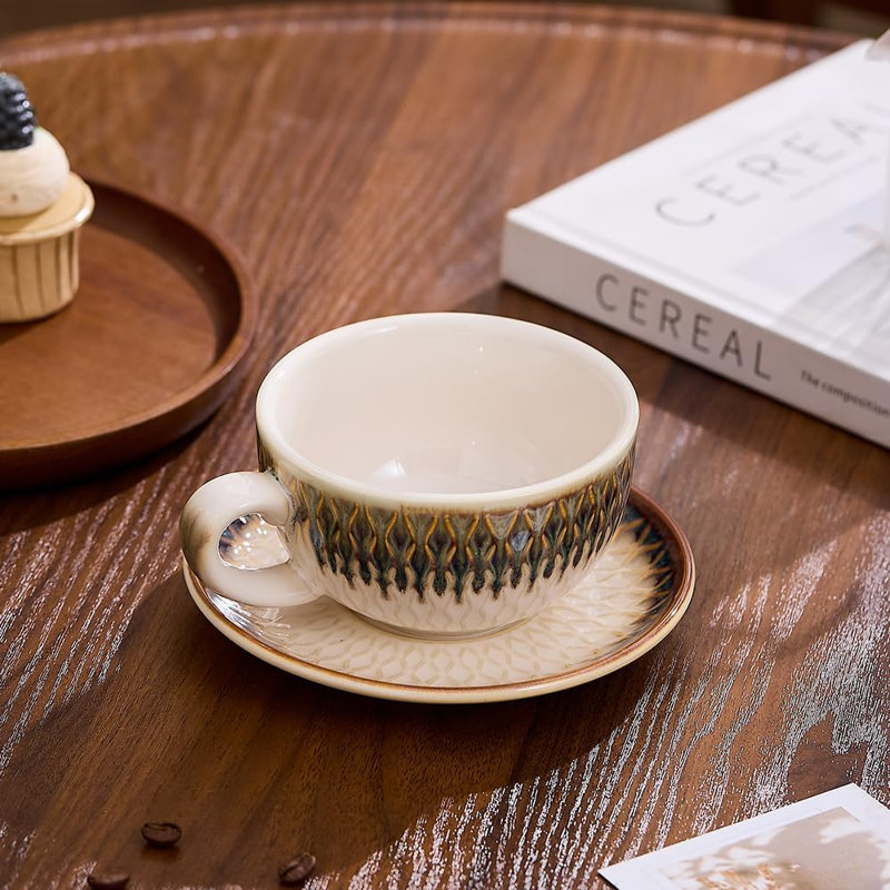 Coffee table cup with plate