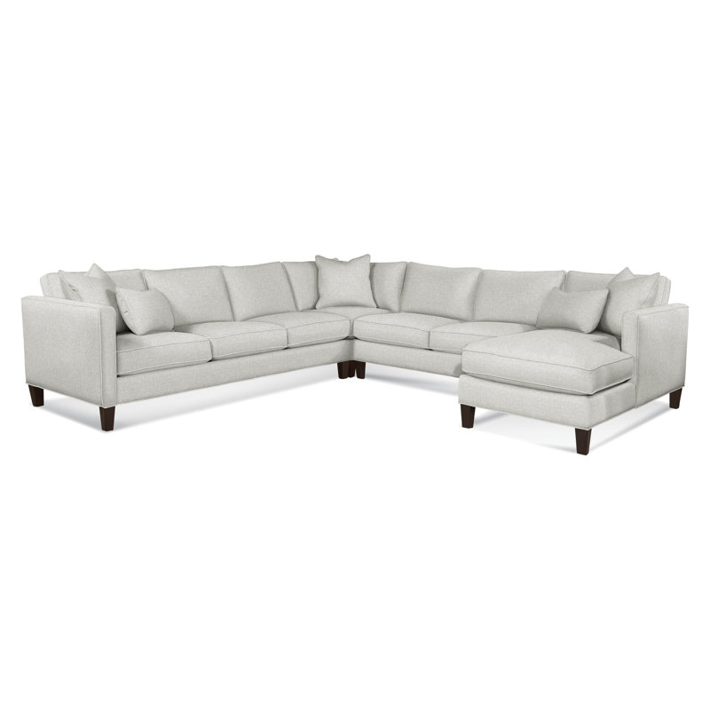 Sectional, Sunbrella Blue Pinstripe; 6205-64, Right Hand Facing, Java