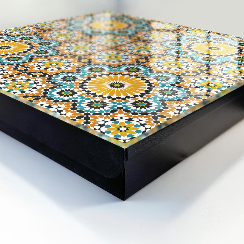 Key box, Opens to the left, 30x30x5, Black, A colorful composition with geometric patterns, 