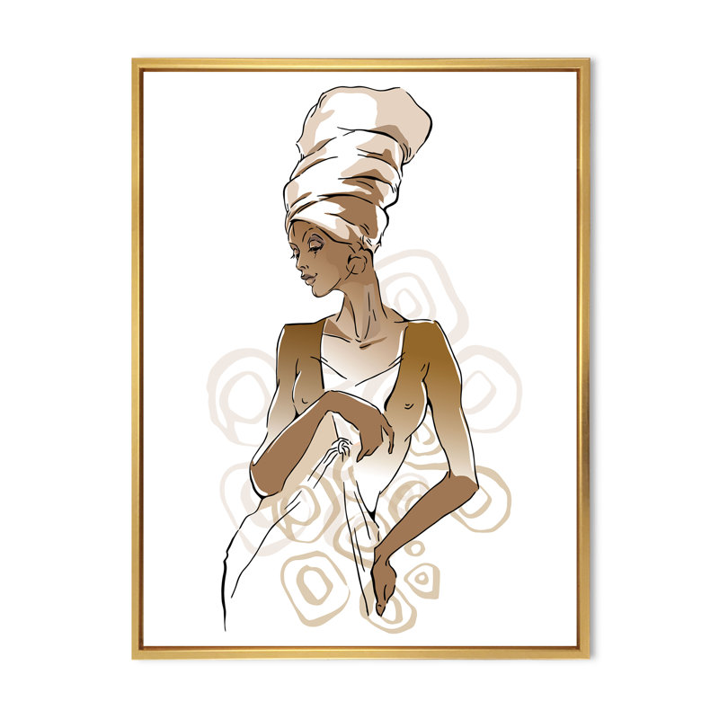 Portraits de femme afro-américaine - Impression sur toile, Toile encadrée d'or, H 40 po x l 30 po x P 1 po