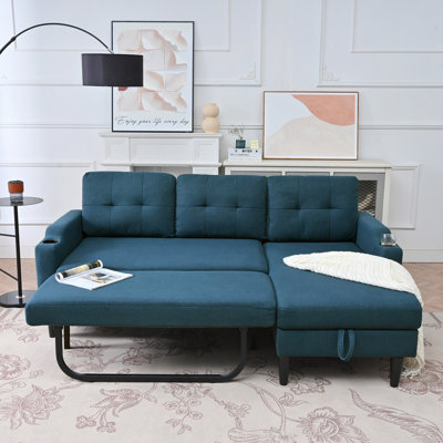 Spacious Storage Sofa With PP Cotton Cushions & Sturdy Metal Frame, Space-Saving Living Room Essential