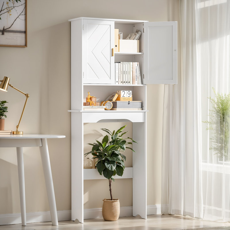 Gotelind Over The Toilet Storage Cabinet Toilet Bathroom Shelf Organizer With Double Doors