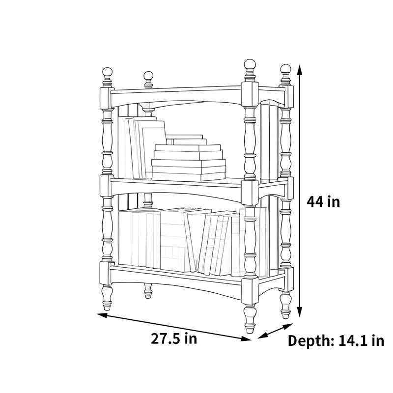 Bibliothèque pratique haut de gamme, Blanc, (3 tablettes) H 44 po x l 27,5 po x P 14,1 po