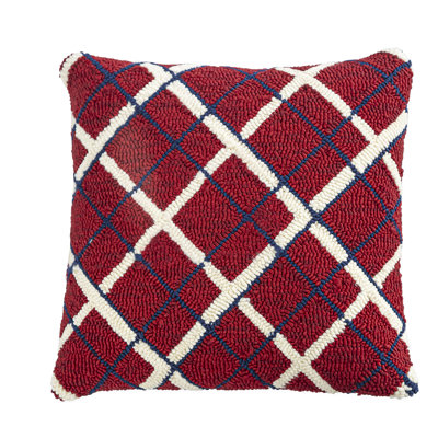 Patriotic Plaid Polypropylene Outdoor Reversible Throw Pillow