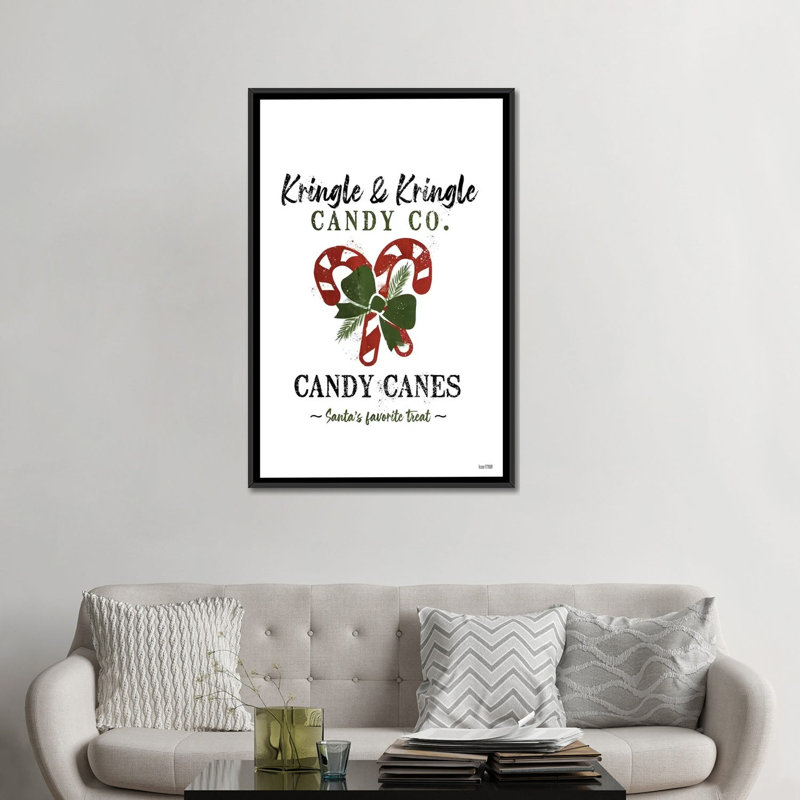 «Kris Candy Co.» par House Fenway - reproduction imprimée, H 48 po x l 32 po x P 1,5 po, Toile avec cadre noir, Pas de tapis