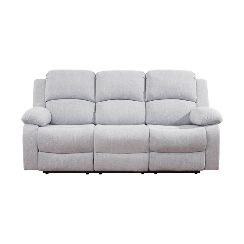 Canapé inclinable en tissu 79 po avec table rabattable 79 po, Blanc / Gris