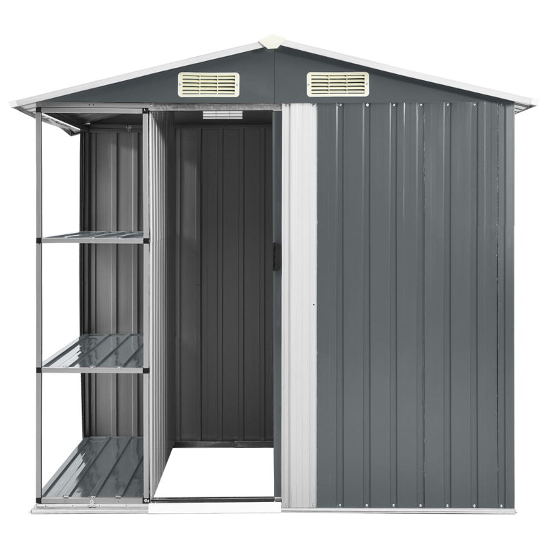 Garden Shed with Rack 205x130x183 cm Iron, Grey