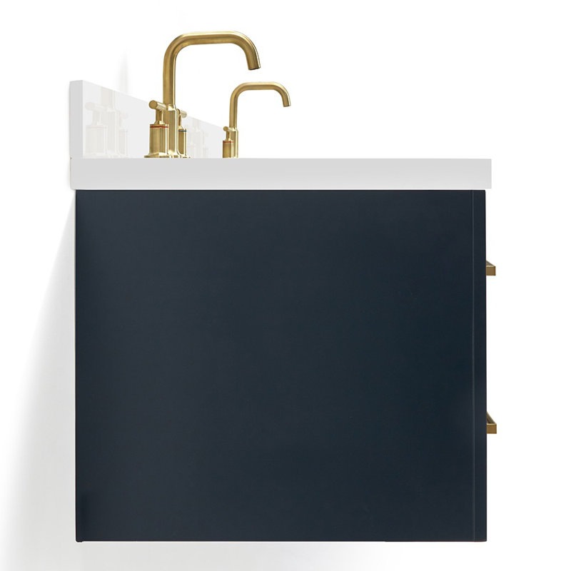 Double Vanity, Midnight Blue, Satin Brass, 73"
