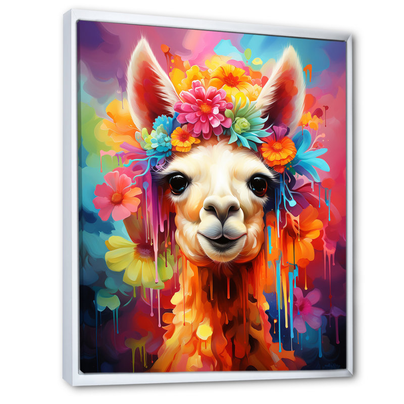 Alpaca Popart Woolen Elegance I - Alpaca, art mural, H 44 po x l 34 po x P 1,5 po, Cadre flottant blanc
