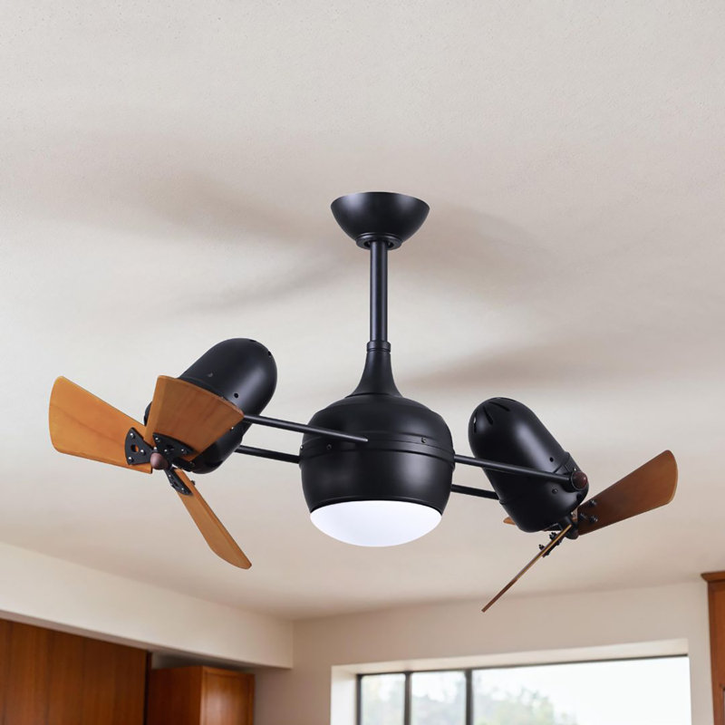 Ventilateur de plafond double DEL à 41 pales de 41 po avec télécommande et ensemble d'éclairage inclus Dagny, Noir mat