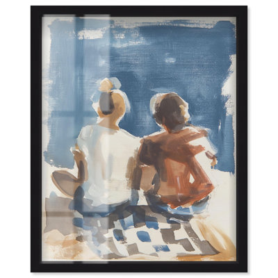 Couple Picnic Shadowbox Print Coastal Decor by Art Remedy
