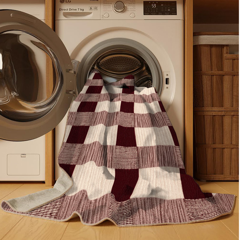 Tapis brun à carreaux lavable à la machine, Carré 4 pi