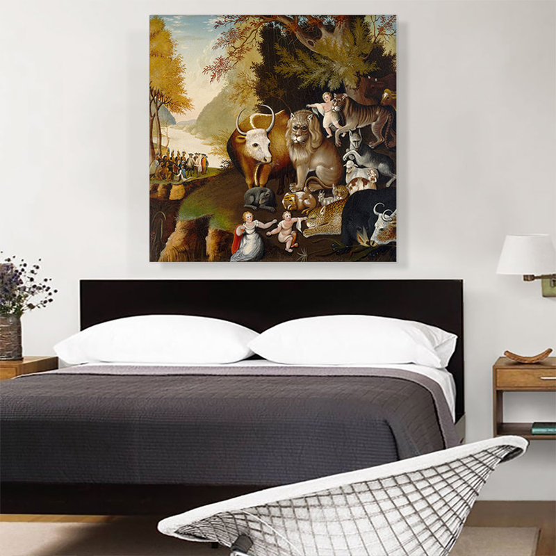 «Peaceable Uni 1834» par Edward Hicks, reproduction d'art sur toile tendue, H 36 po x l 36 po x P 0,75 po