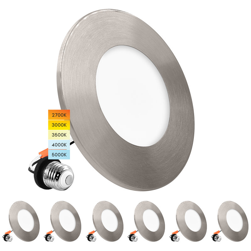 Ensemble d'éclairage encastré à DEL 4 po à intensité variable, Nickel brossé