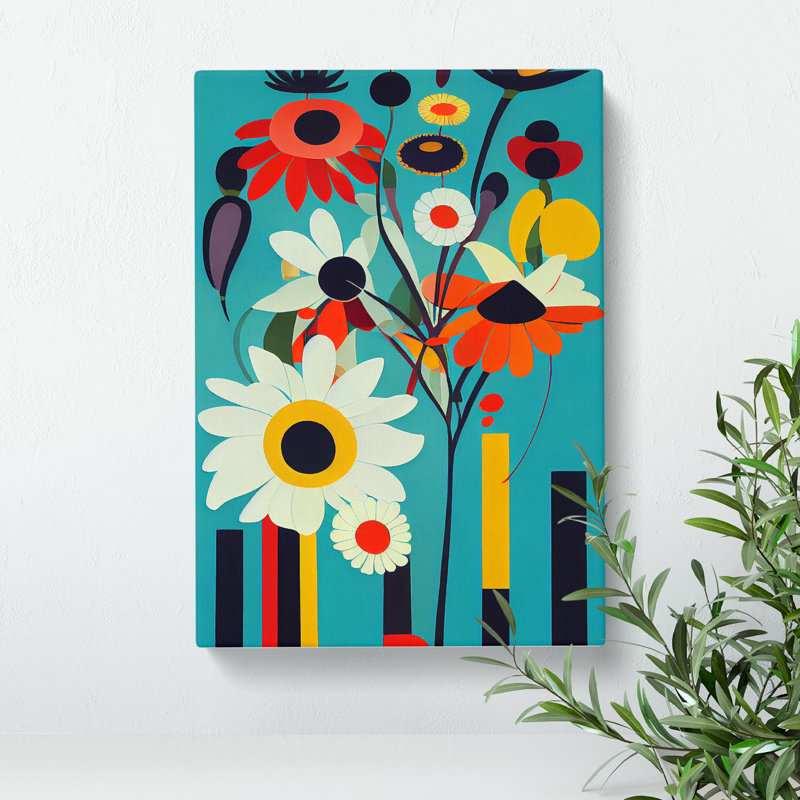 Unique Flowers Abstract No.4 - Wrapped Canvas Graphic Art, 50cm H x 35cm W x 3cm D