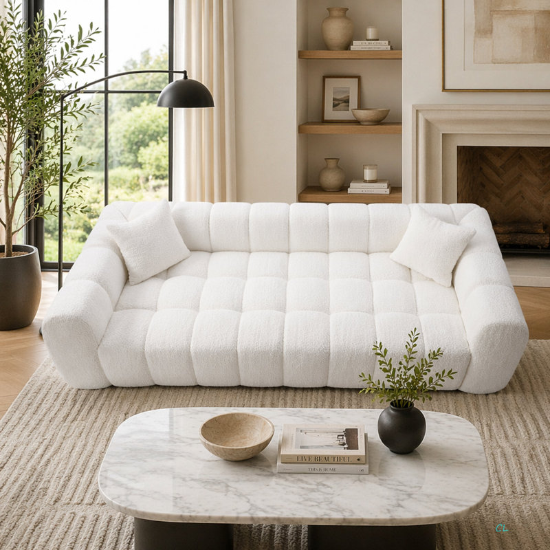 Canapé Marshmallow Cloud Compressed, White Boucle, White