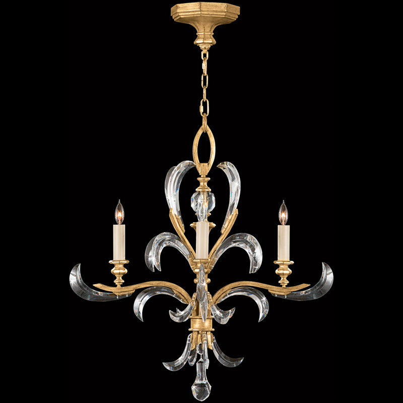 Lustre rond biseauté 28 po, Or