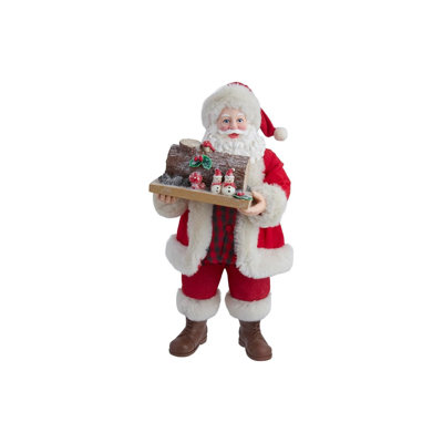 Collection de figurines Kurt Adler Fabriche, Père Noël avec bûche de Noël, 29 cm